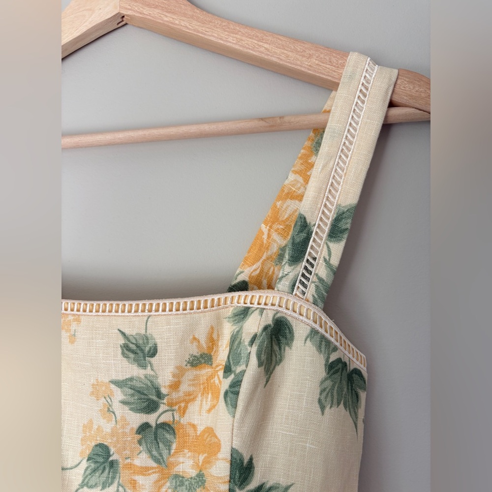 NEW Reformation Everett Linen Midi Dress Radiance Yellow Floral | US 4 UK 8 - Picture 16 of 16